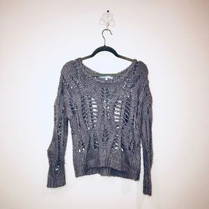 Scoop neck sweater with patterned holes